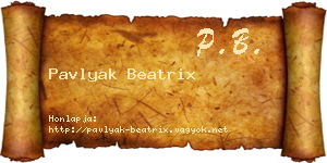 Pavlyak Beatrix névjegykártya